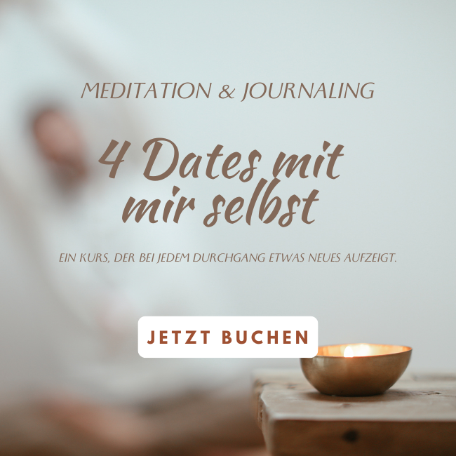 Banner zum Meditationskurs 4 Dates mit mir selbst zeigt eine Klangschale
